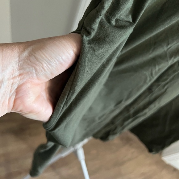 J. Jill Kale Green Knit Button Up Short Sleeve T-Shirt Dress with Pockets - Picture 3 of 6